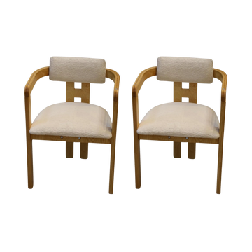 Scandinavian Design Chair Set (2 Pcs) | Comfortable Upholstered Seat, Beech Wood Frame | 71x57cm