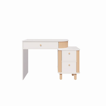 Berlin Bohemian Vanity Desk, 100% MDF & Varnished Beechwood – Drawer Nightstand