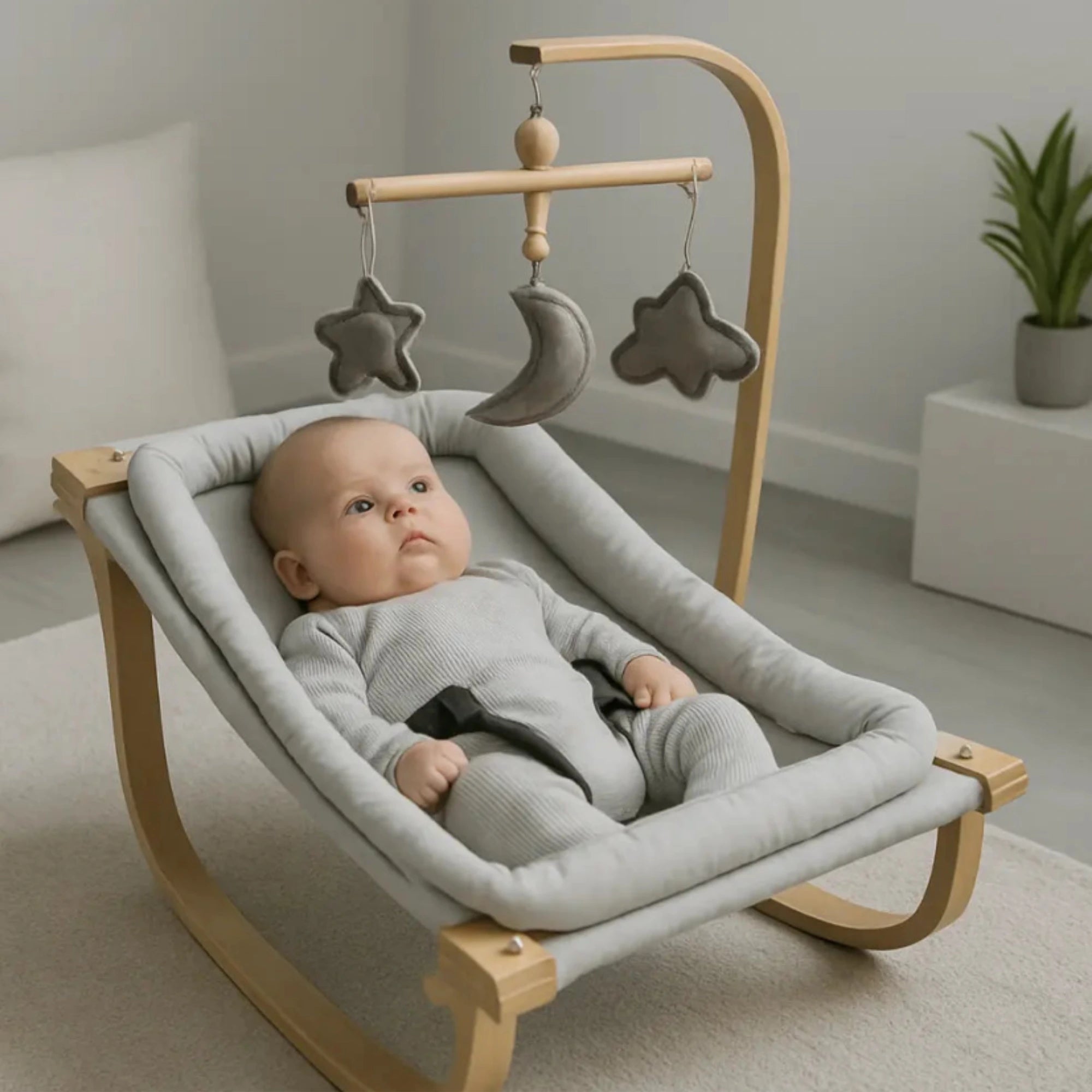 Natural Wooden Newborn Rocker