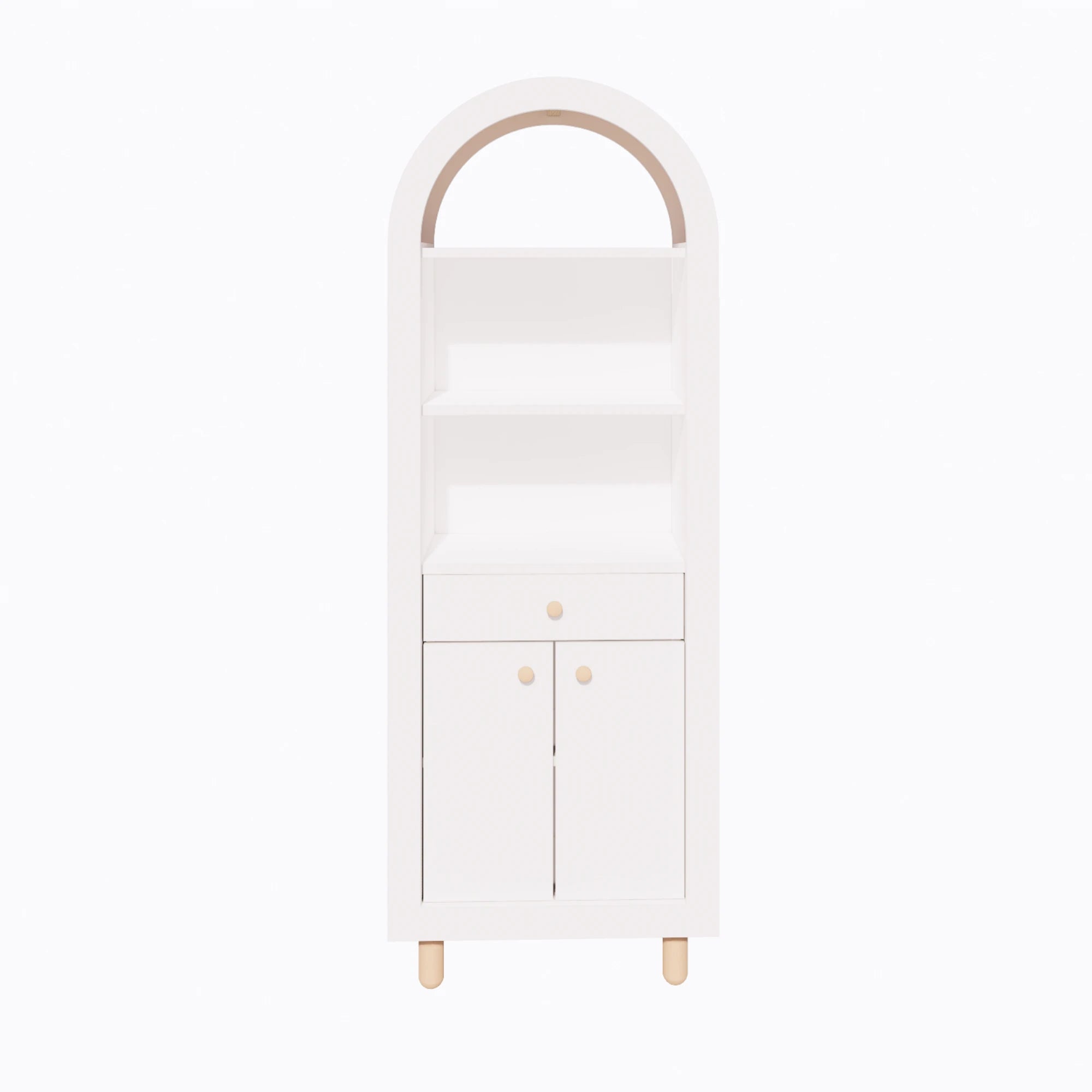 Berlin E Serie Gewölbtes Vitrinenschrank, Bücherregal | 170 cm Höhe, Schublade & Türen, MDF & Buchenholz
