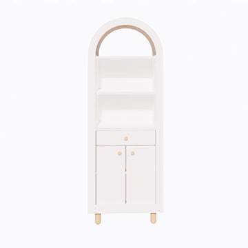 Berlin E Serie Gewölbtes Vitrinenschrank, Bücherregal | 170 cm Höhe, Schublade & Türen, MDF & Buchenholz