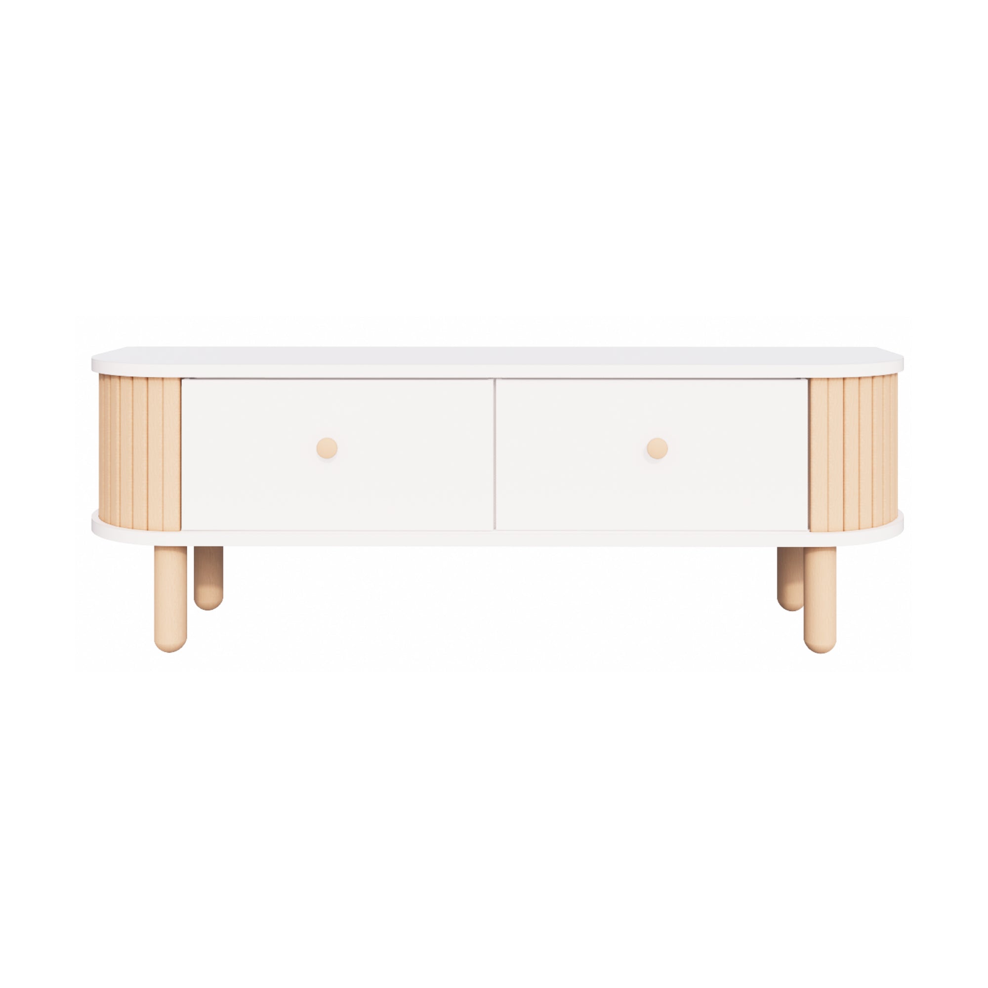 Berlin Moderner Boho TV-Ständer | 120x40cm Premium MDF &amp; Buchenholz Medienkonsole