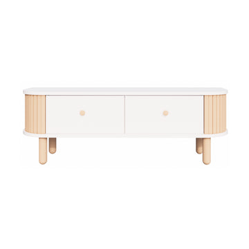 Berlin Moderner Boho TV-Ständer | 120x40cm Premium MDF &amp; Buchenholz Medienkonsole