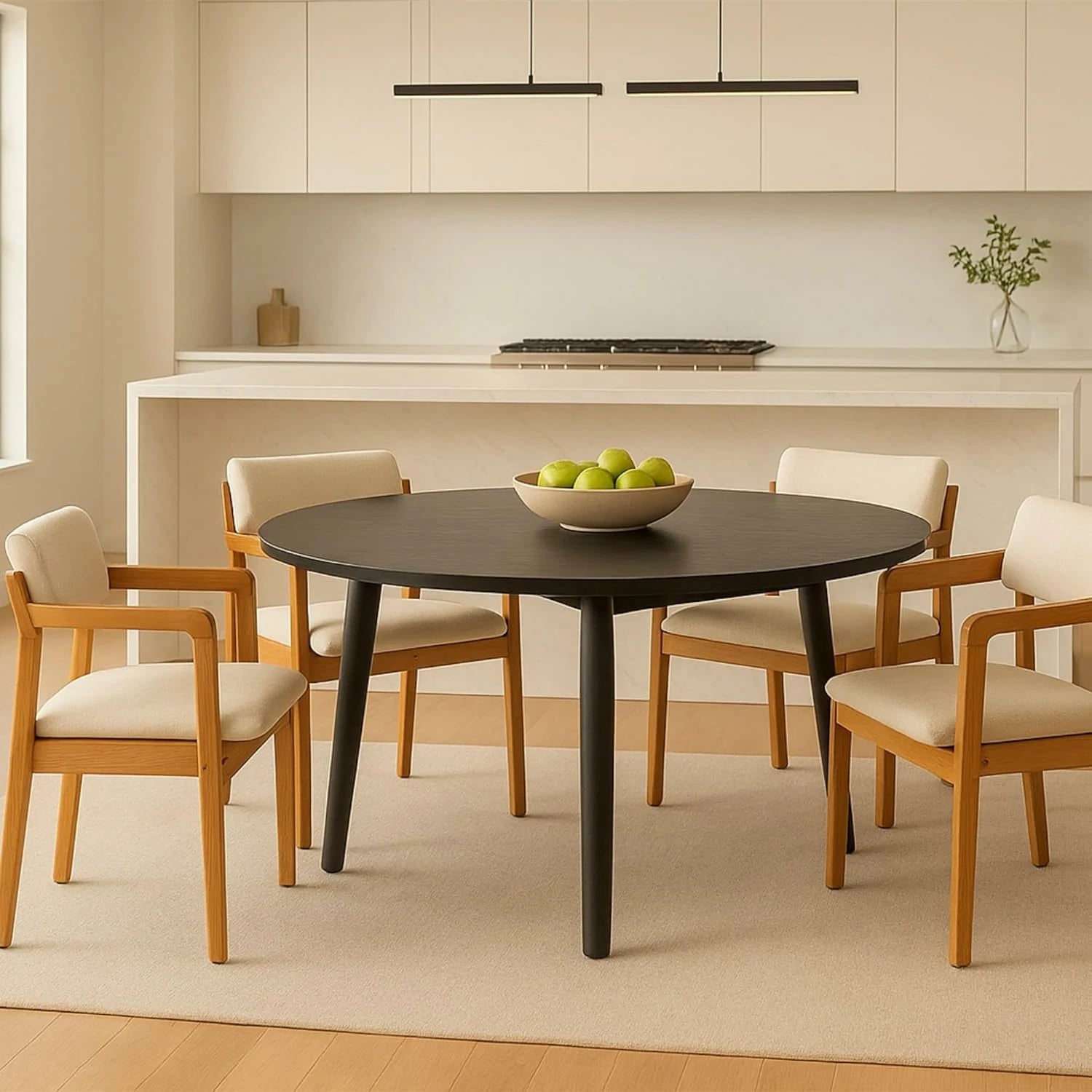 Scandinavian Design Chair Set (2 Pcs) | Comfortable Upholstered Seat, Beech Wood Frame | 71x57cm