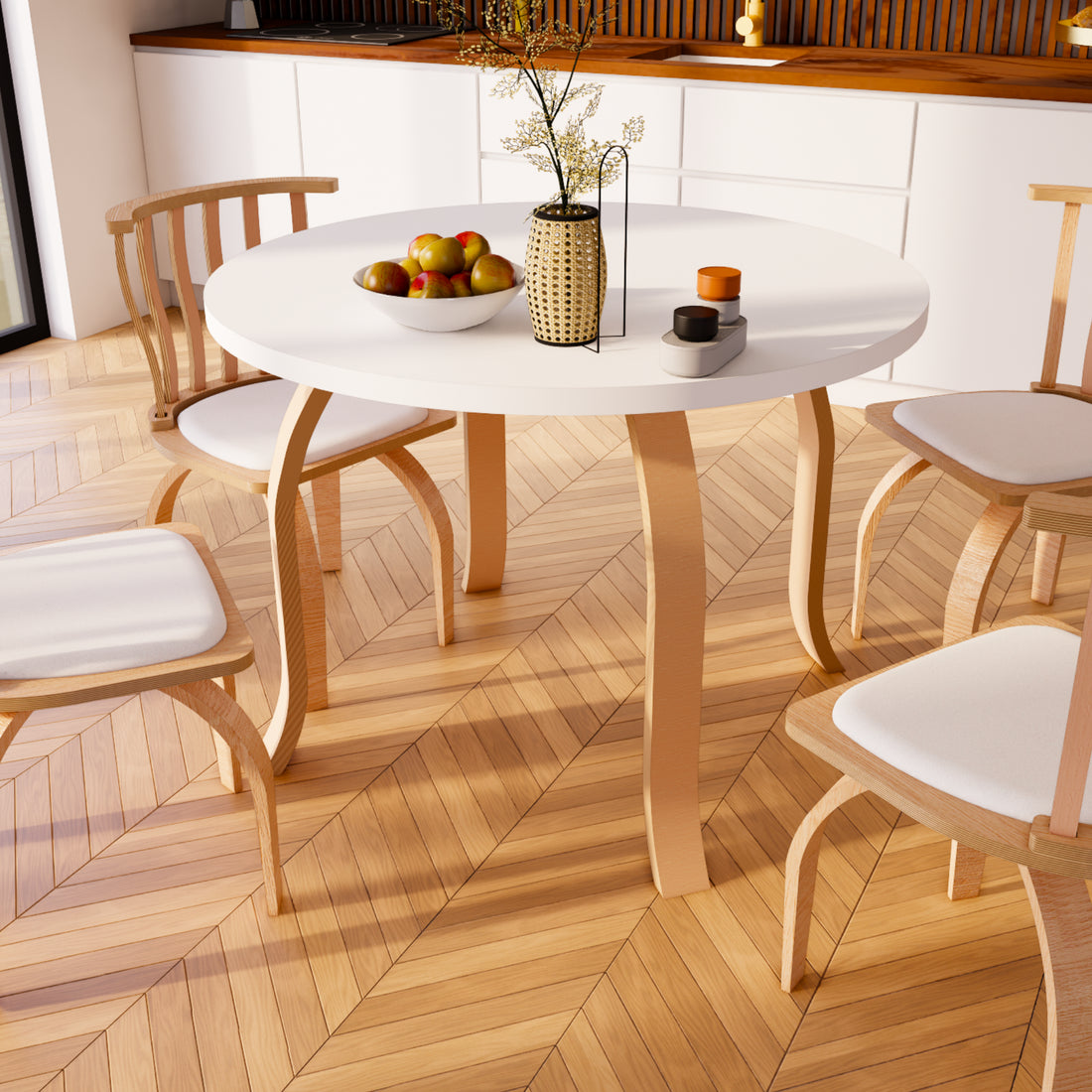 Weltwood Bohemian Butterfly Round Dining Table | 4-Person, 36mm MDF Top & Beech Wood