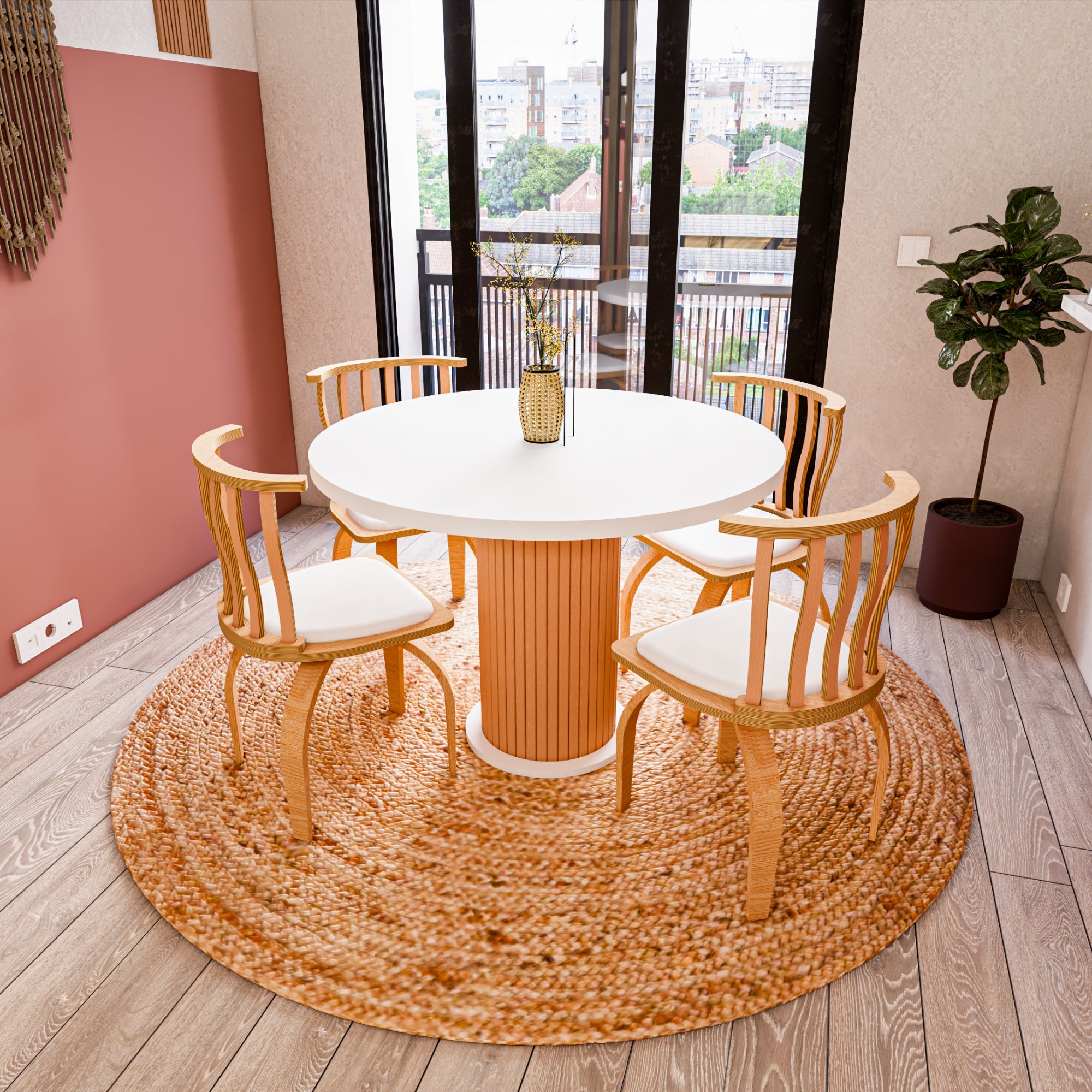 Weltwood Bohemian Round Dining Table | 4-Person, 36mm MDF Top & Beech Wood