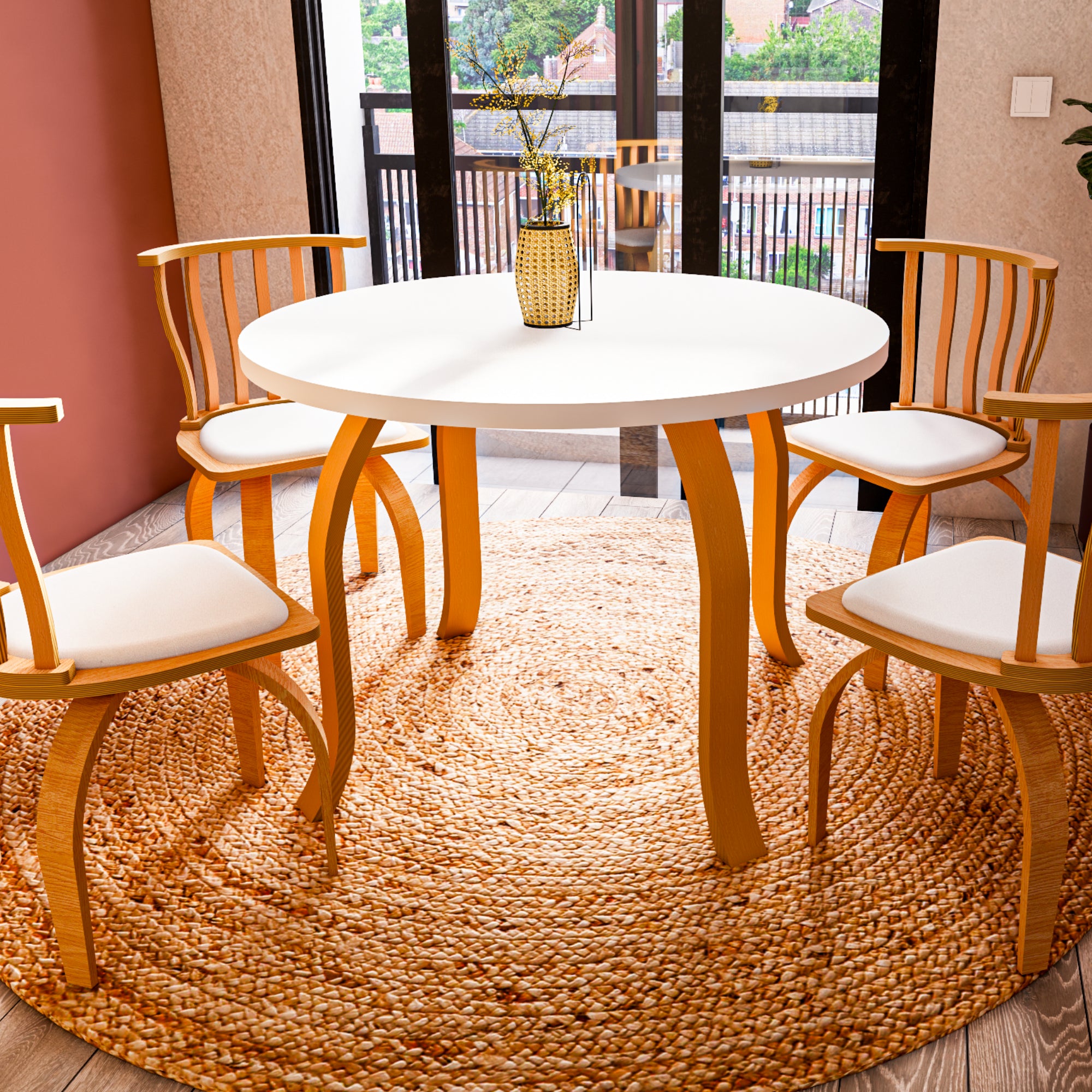 Weltwood Bohemian Butterfly Round Dining Table | 4-Person, 36mm MDF Top & Beech Wood