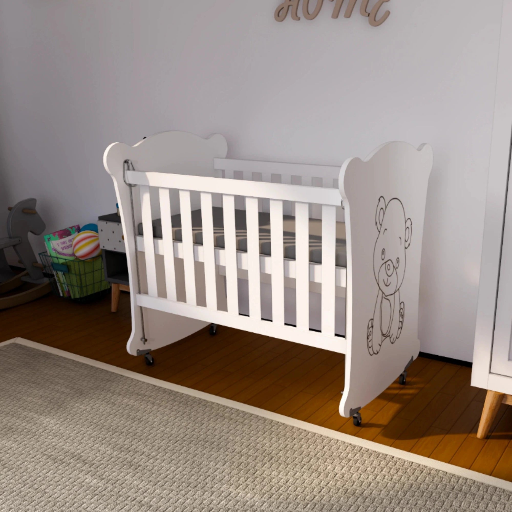 Sweetbear 50x90 Wooden Baby Crib, 0–2 Years, Wheeled, Safe Sleeping Space